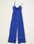 Sweetheart Tie‑Front Smocked Wide‑Leg Jumpsuit