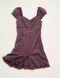 Sweetheart Neck Gingham Button‑Front Mini Dress