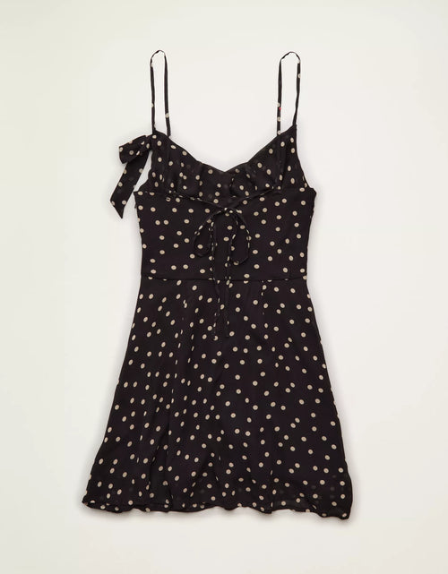 Cowl Neck Thin Strap Polka Dot Mini Dress