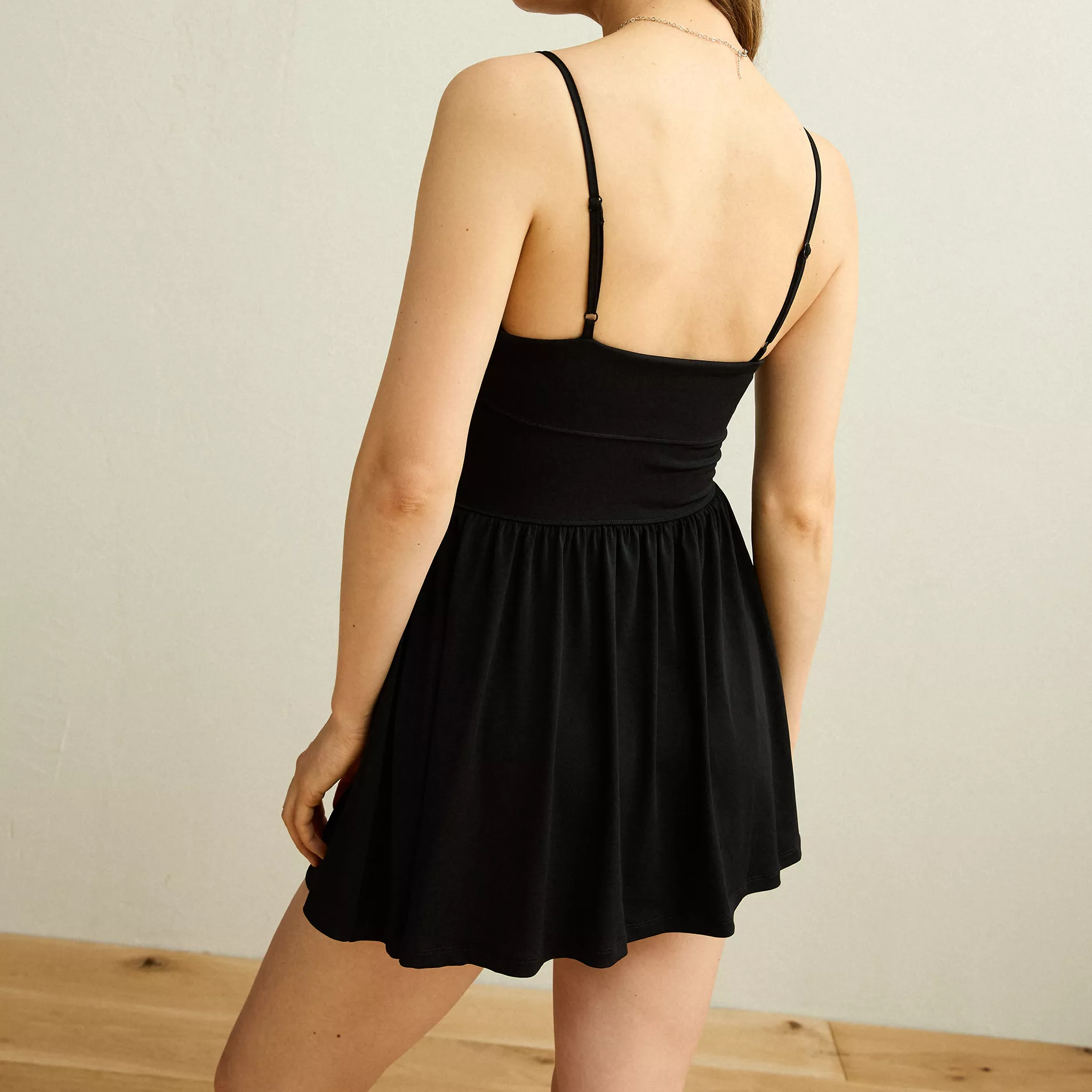 Foldover Halter Knit Mini Dress With Built‑In Shorts