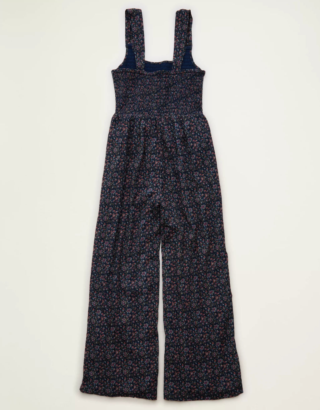 Ditsy Floral Smocked Wide‑Leg Sleeveless Jumpsuit