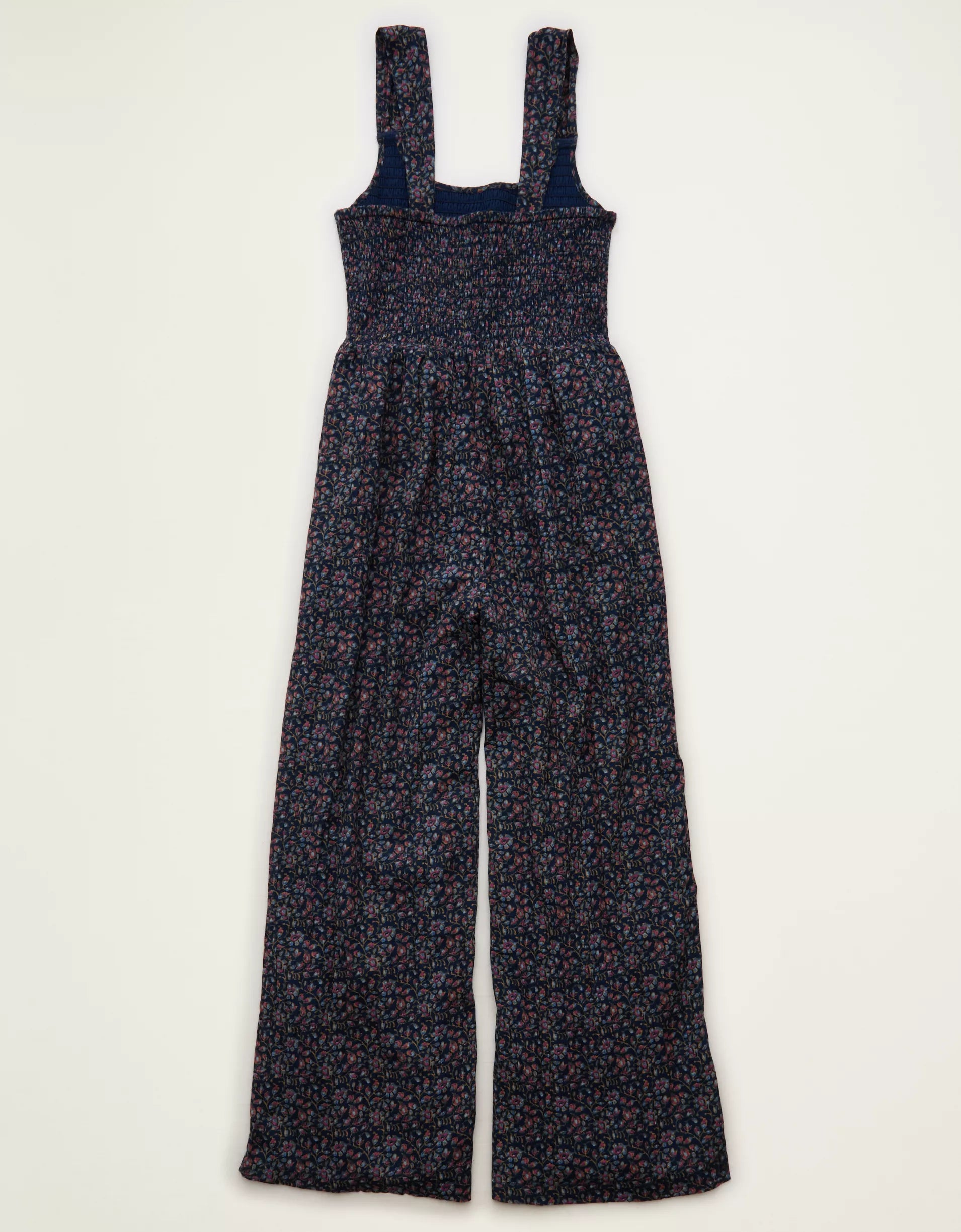 Ditsy Floral Smocked Wide‑Leg Sleeveless Jumpsuit