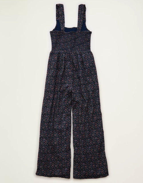 Ditsy Floral Smocked Wide‑Leg Sleeveless Jumpsuit