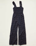 Ditsy Floral Smocked Wide‑Leg Sleeveless Jumpsuit