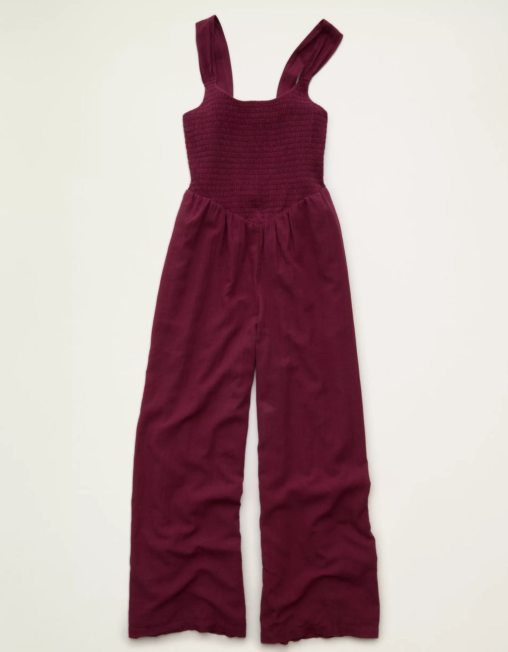 Scoop Neck Smocked Wide‑Leg Sleeveless Jumpsuit